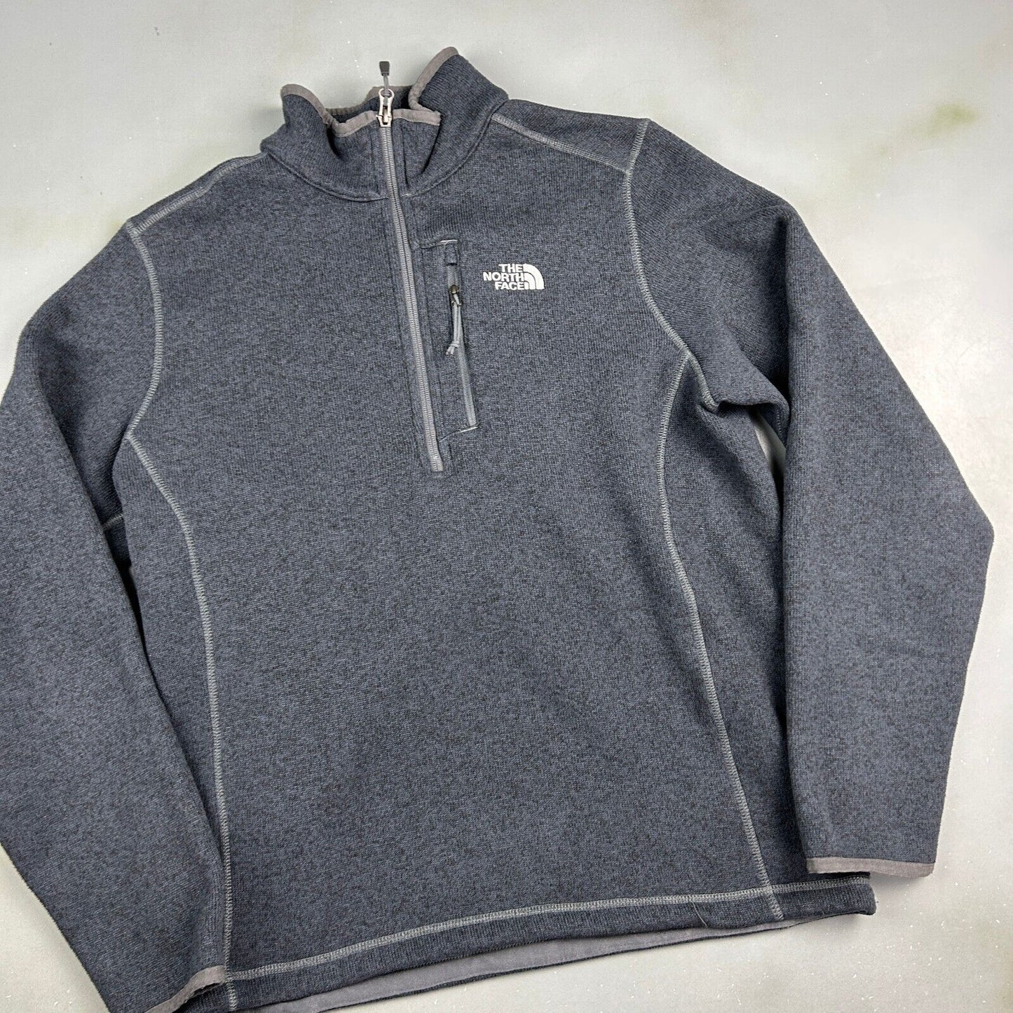 VINTAGE The North Face 1/2 Zip Grey Tech Fleece Sweater sz Medium Adult