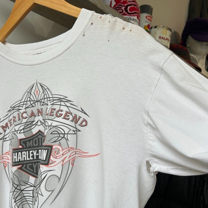 VINTAGE | Harley Davidson Grand Canyon Thrashed Biker Long Sleeve T-Shirt sz M
