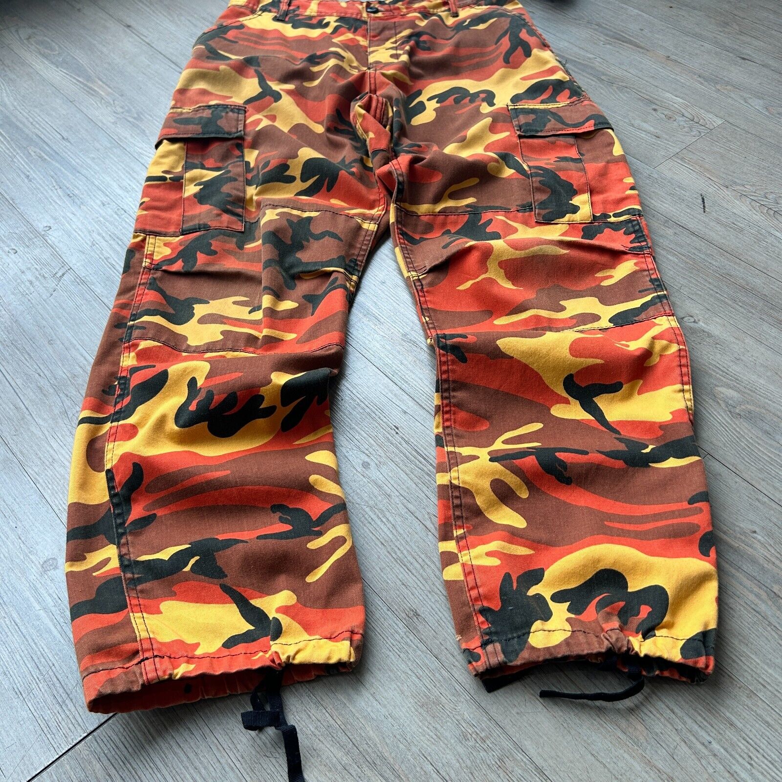 VINTAGE Military Orange Camo Cargo Pants sz M Reg W33 L32 Waybach