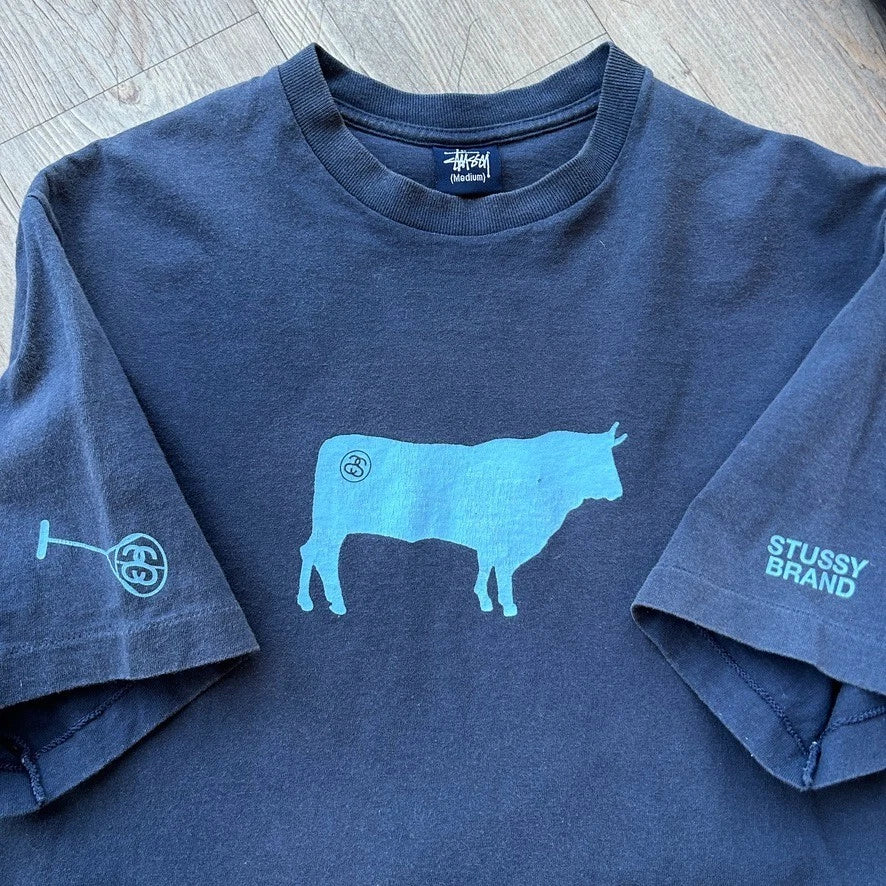 VINTAGE 90s Y2K | Stussy Branded Bull T-Shirt sz M