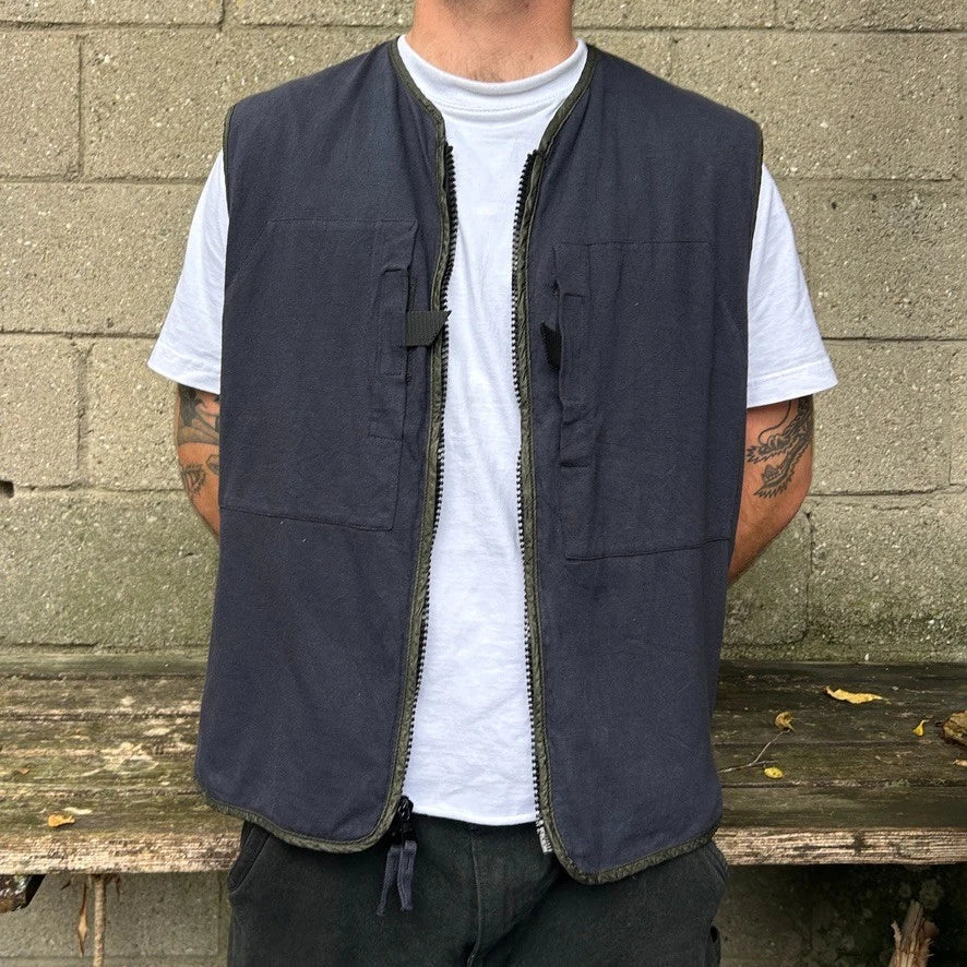 1996 STONE ISLAND | Reversible Ripstop Utility Vest Jacket sz L