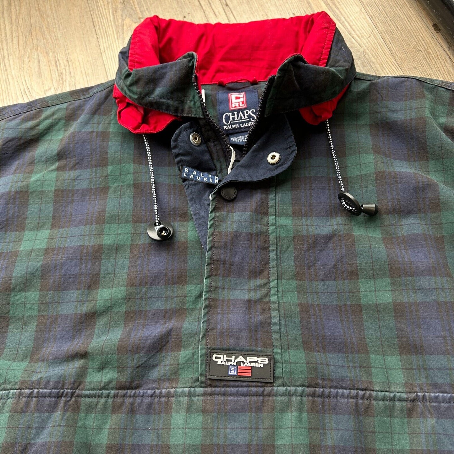 VINTAGE | Chaps RL Plaid 1/4 Zip Anorak Windbreaker Jacket sz L