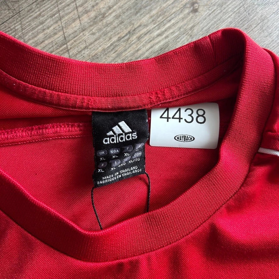 ADIDAS Y2k | Centre Logo Red Running Climalite Jersey T-Shirt sz XL