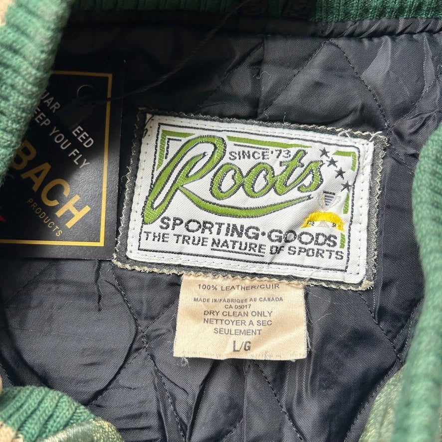 VINTAGE | Roots Sporting Goods Canada Leather Bomber Jacket sz L