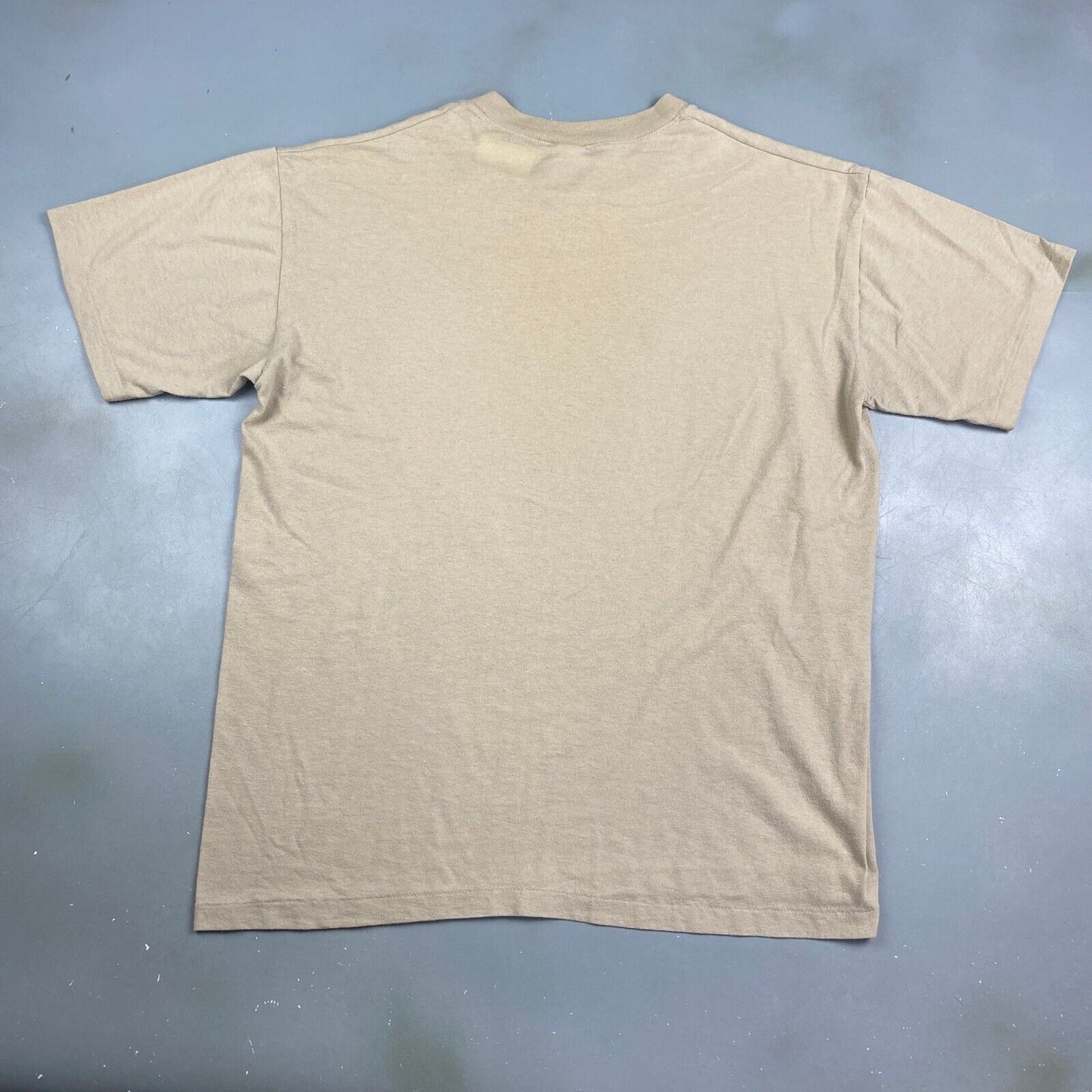 VINTAGE 90s Duke Blank Tan T-Shirt sz Large Adult MadeinUSA