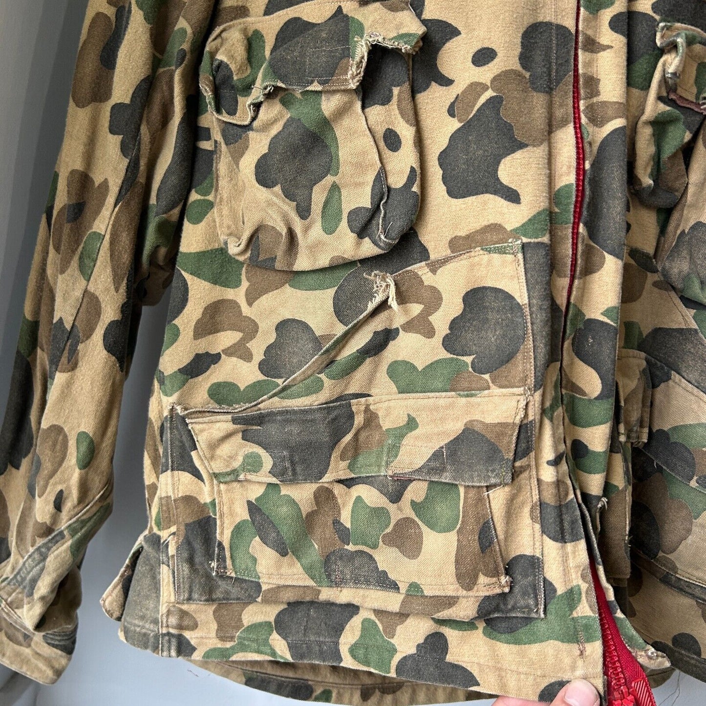 VINTAGE 70s | Custom Multi Pocket Cotton Canvas Camo Hunting Jacket sz M Adult