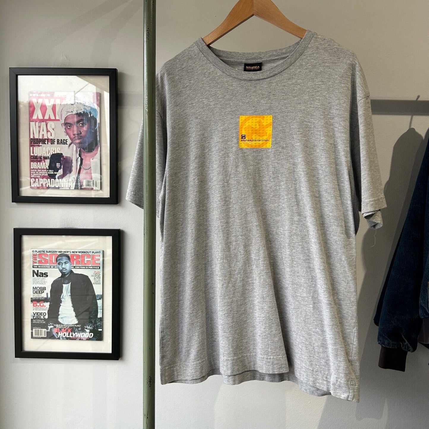 VINTAGE | NAUTICA Grip Stop Graphic Grey T-Shirt sz L Adult