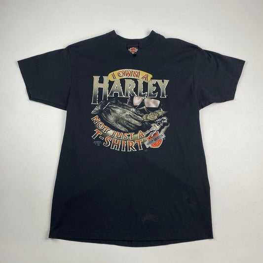 VINTAGE 1991 I Own A Harley Davidson 3D Emblem Biker T-Shirt sz XL Men