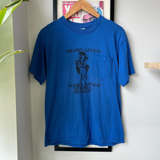 VINTAGE 80s | Fieldmaster 2ND Annual Pig Roast T-Shirt sz S/M Adult