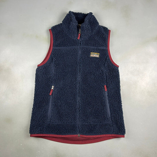 VINTAGE L.L Bean Deep Pile Full Zip Vest Fleece Sweater sz Small Adult