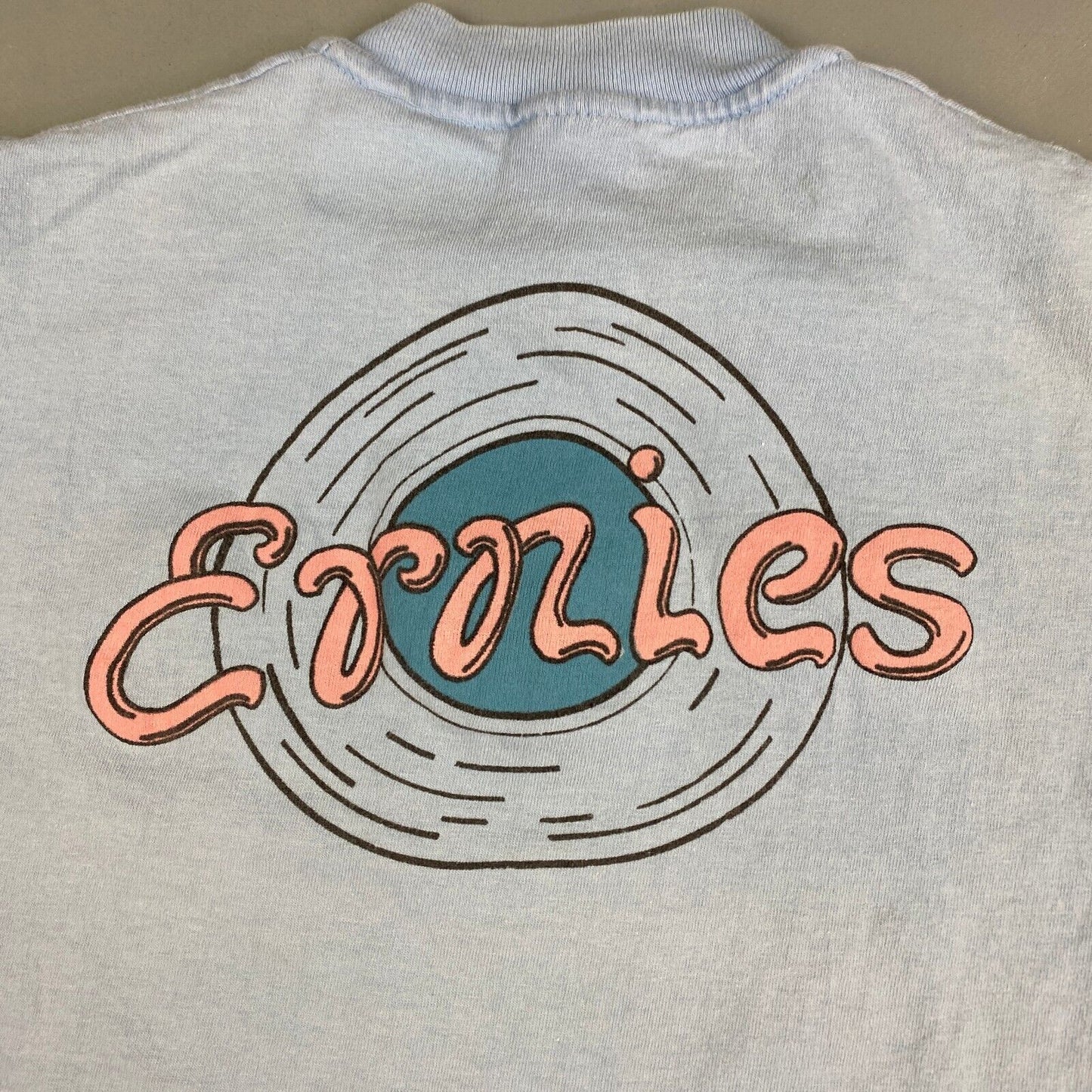 VINTAGE 80s Ernies Records Faded Blue T-Shirt sz Medium Men Adult