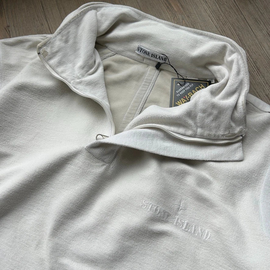 VINTAGE | 1987 S/S Stone Island 1/4 Zip Hooded Sweater sz XL
