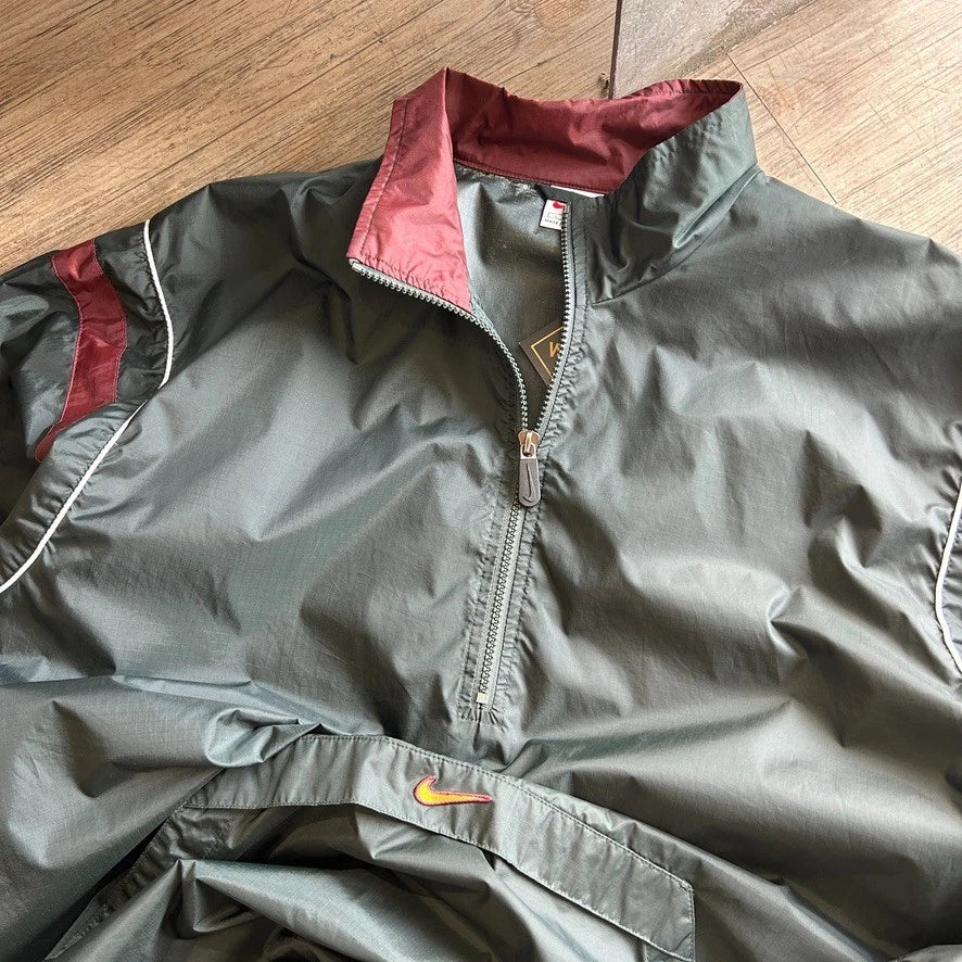 1990s | NIKE Mid Swoosh 1/4 Zip Pullover Windbreaker Jacket sz L