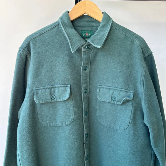 J.CREW | Vintage Green Chamois Flannel Button Down Shirt sz L