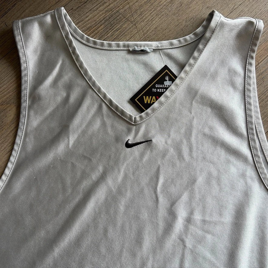 1990s | NIKE Mid Swoosh Silver Sleeveless Jersey Shirt sz L