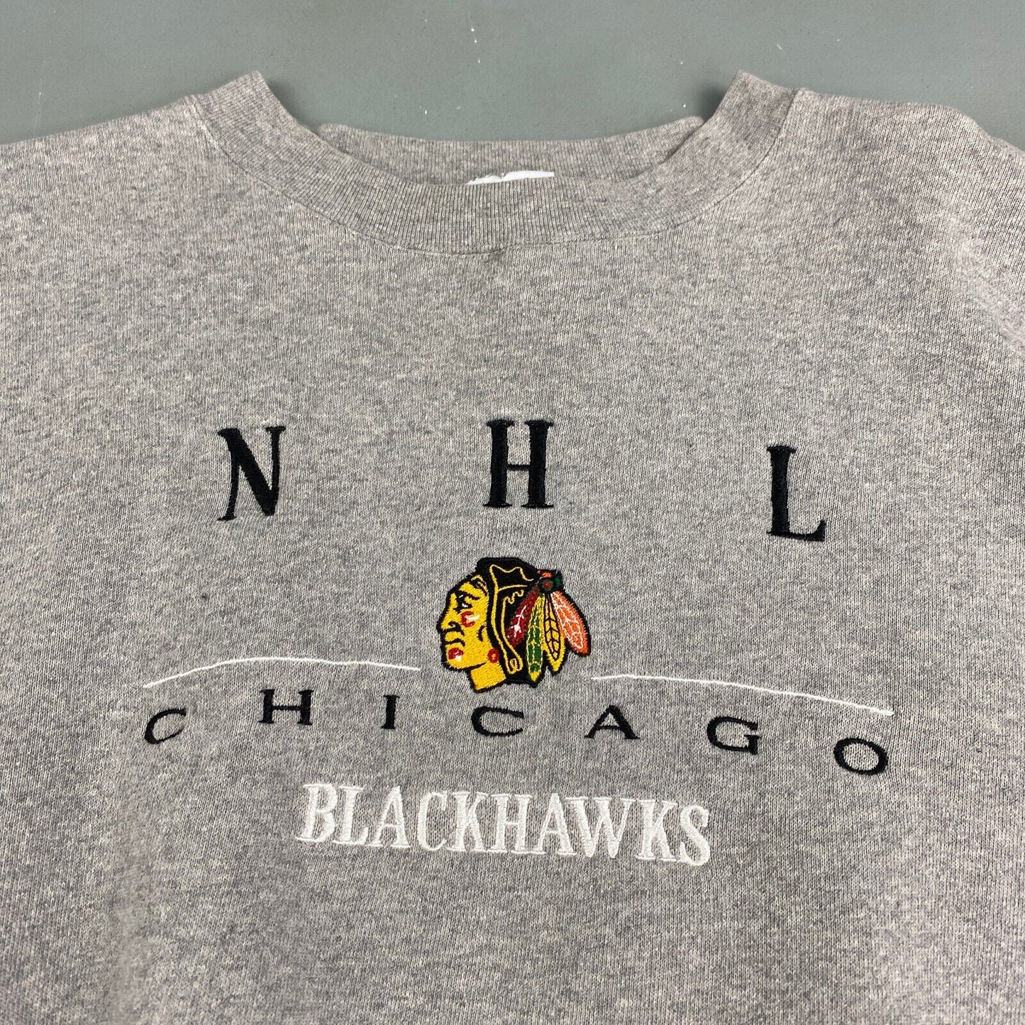 VINTAGE 90s NHL Chicago Blackhawks Embroidered Crewneck Sweater sz L Adult Men