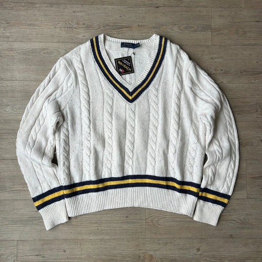 VINTAGE | Polo Ralph Lauren Cashmere Cable Knit Tennis Sweater sz L