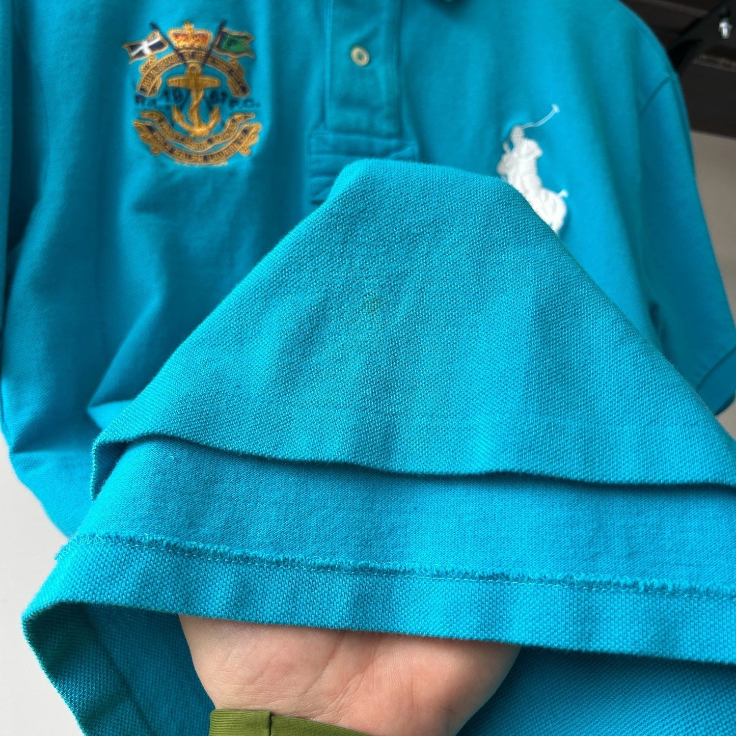 VINTAGE | Polo by Ralph Lauren Big Pony Bleeker St NY Blue Polo Shirt sz L