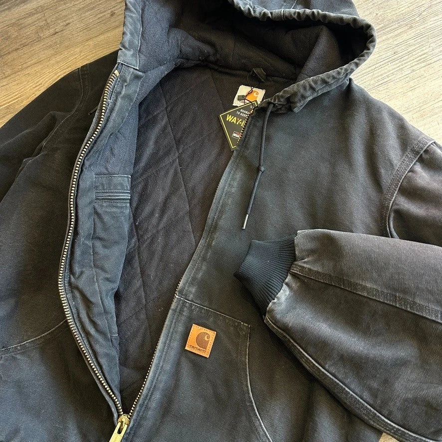 CARHARTT | Vintage Faded Black Hooded Active Jacket sz M/L