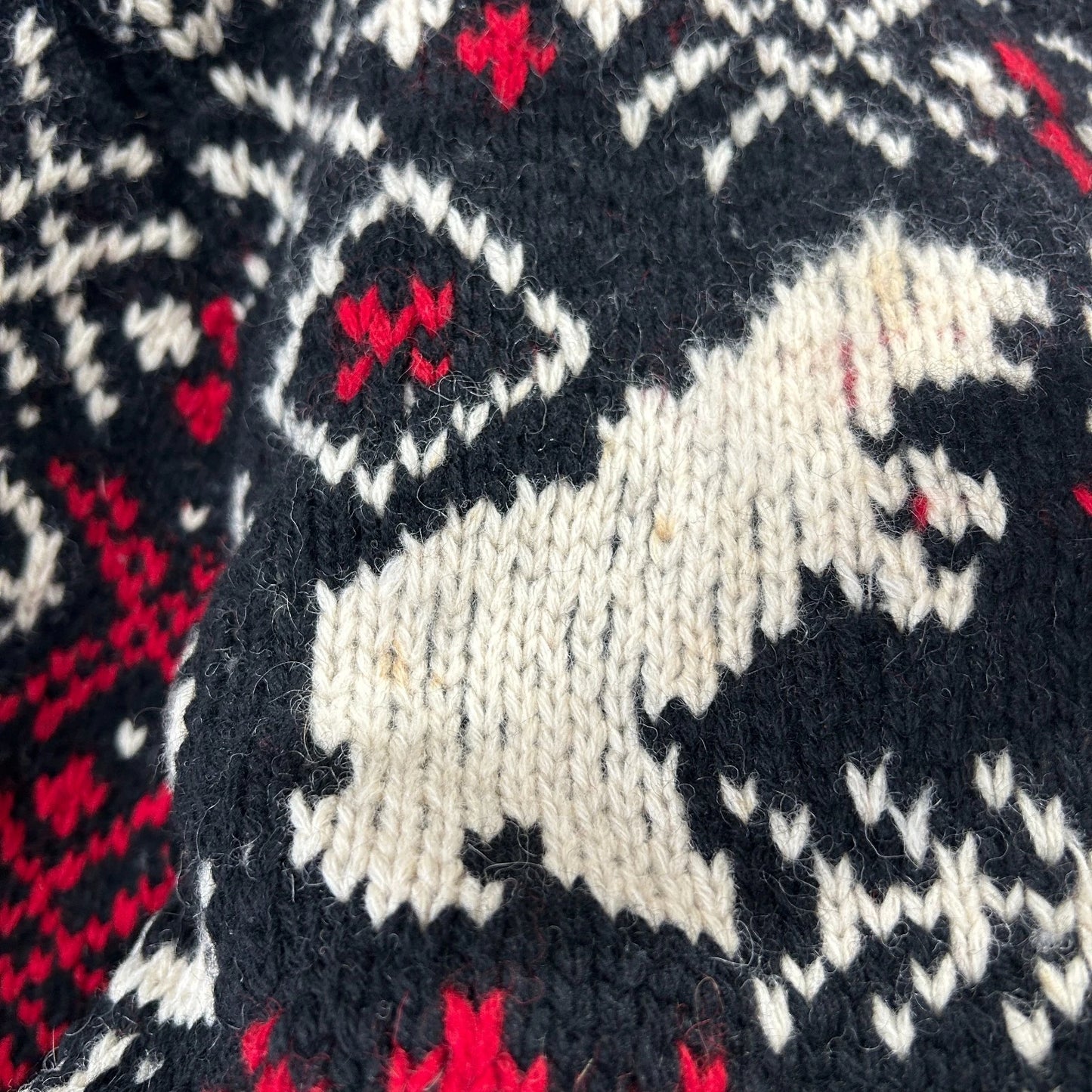 VINTAGE 80s | Ralph Lauren Nordic Snow Bear Wool Hand Knit Sweater sz M