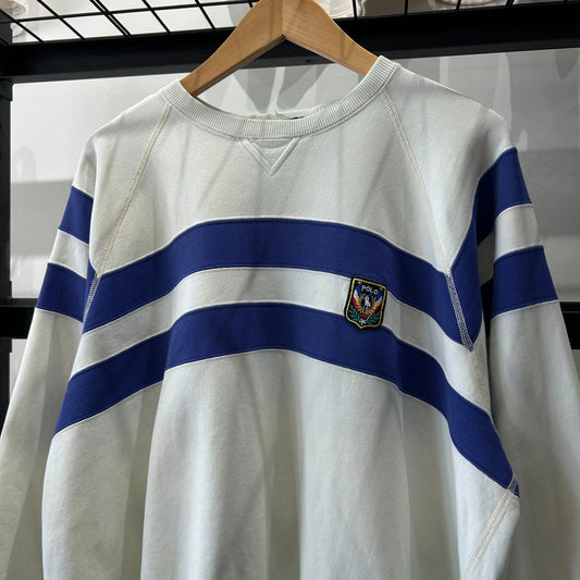 VINTAGE 80s 90s | POLO By Ralph Lauren Uni Crest Striped Crewneck Sweater sz L