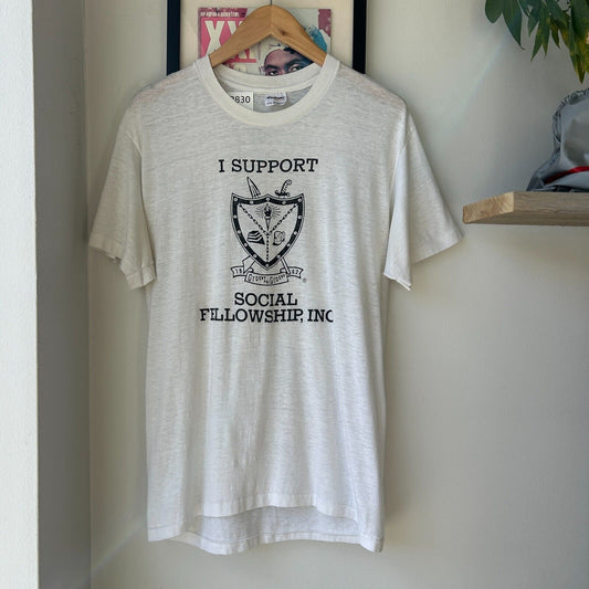 VINTAGE 60s | I Support Social Fellowship T-Shirt sz L