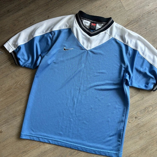 1990s | Team NIKE Two Tone V-Neck Jersey T-Shirt sz M/L