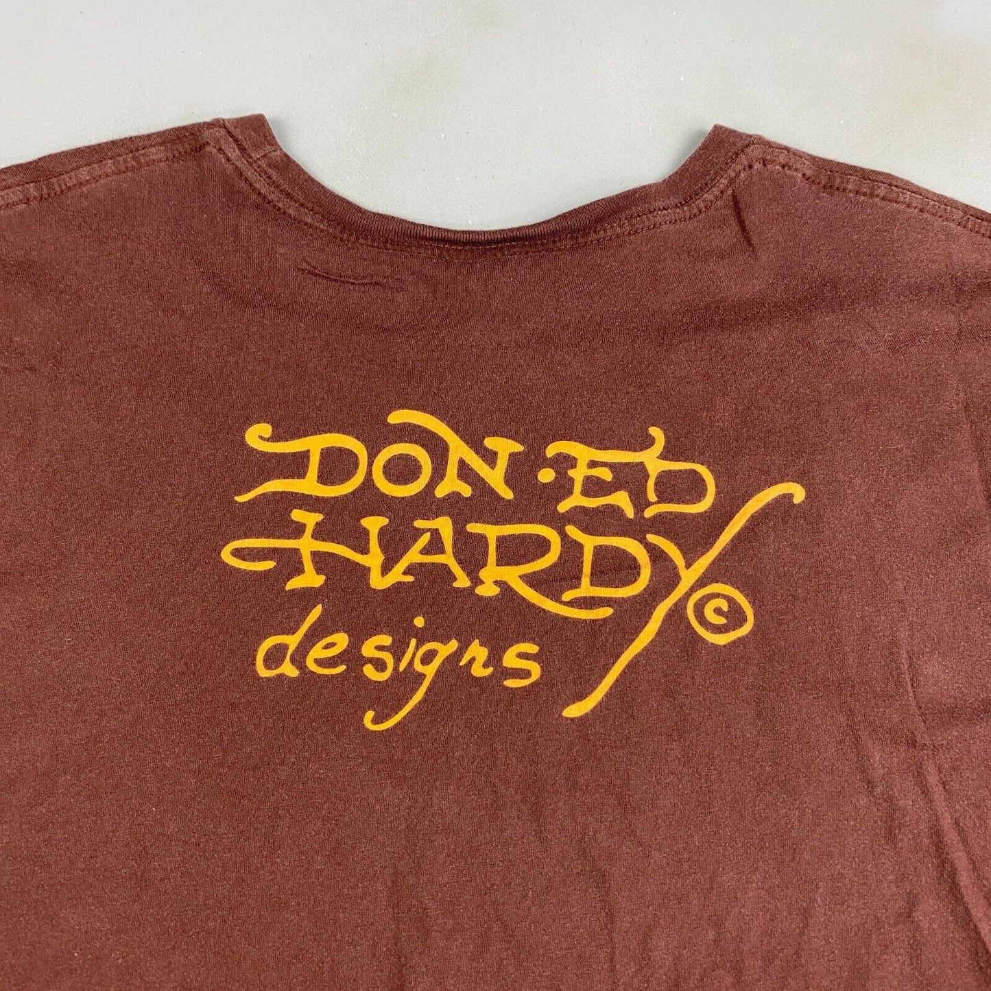 VINTAGE Ed Hardy Free Graphic Brown T-Shirt sz XL Adult