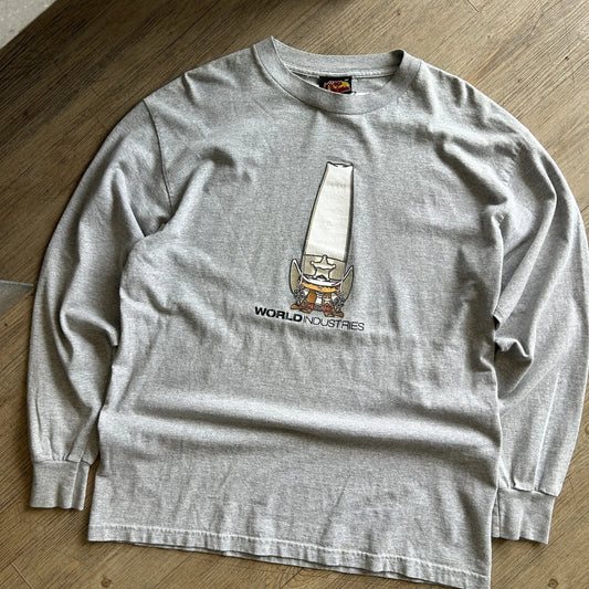 World Industries | VTG 90s Skateboarding Cowboy Long Sleeve T-Shirt sz L