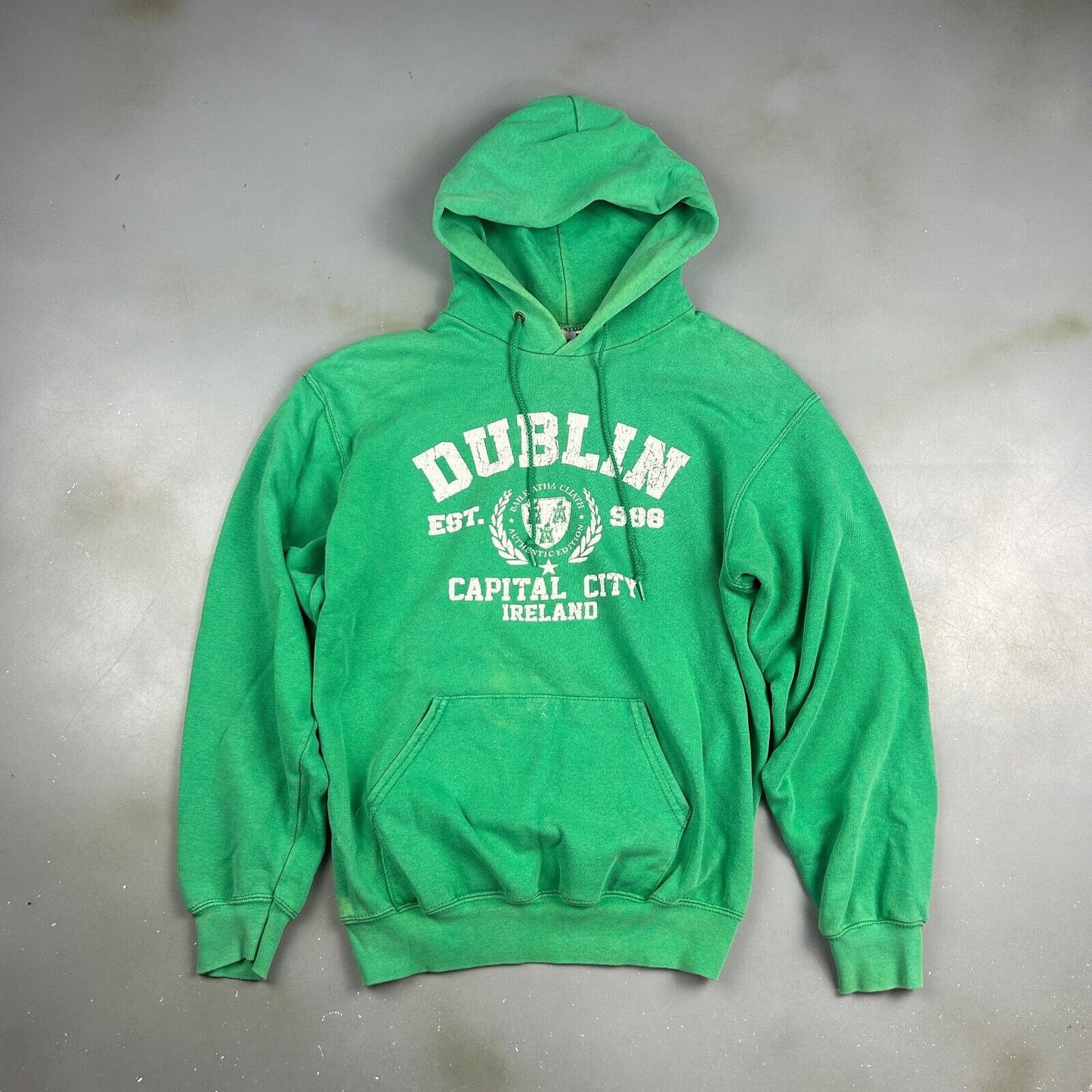 VINTAGE Dublin Ireland Green Hoodie Sweater sz Small Adult