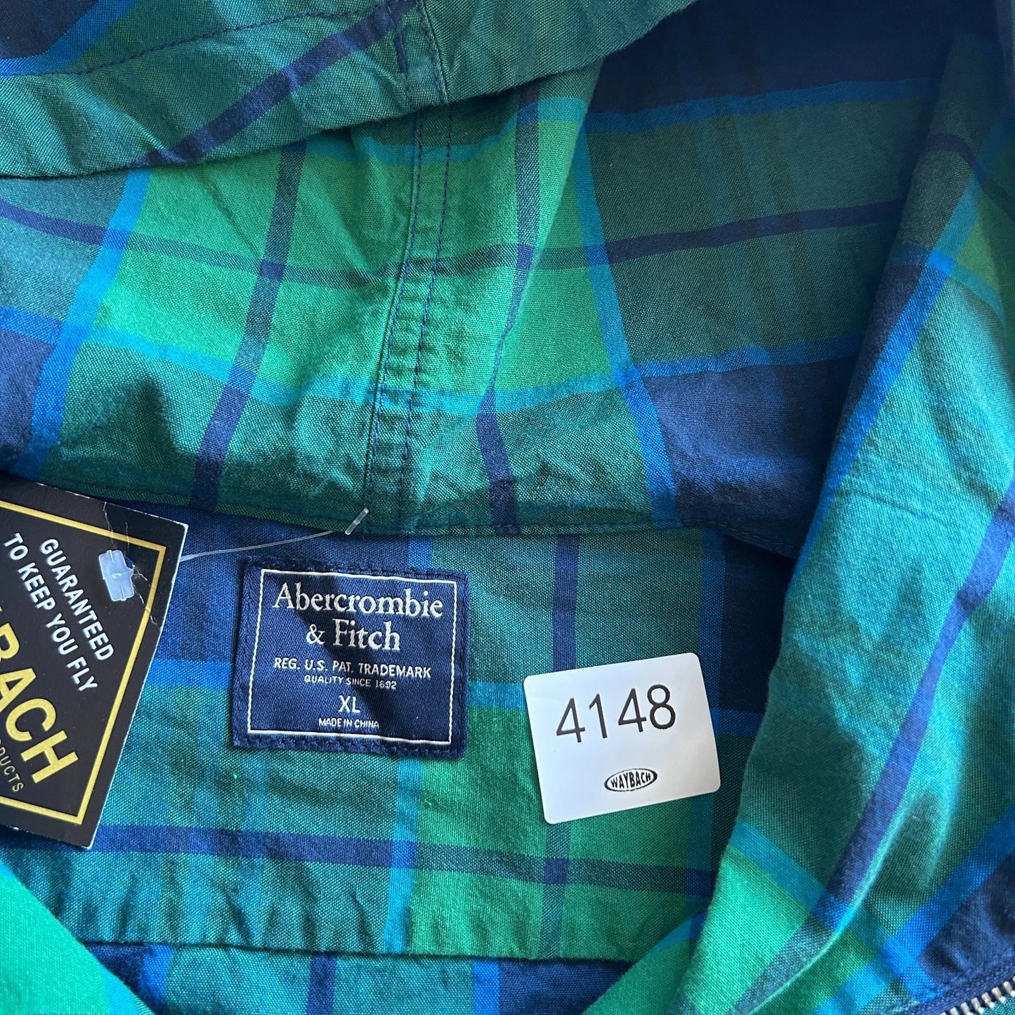 VINTAGE Y2k | Abercrombie & Fitch Plaid 1/4 Zip Anorak Hooded Jacket sz L