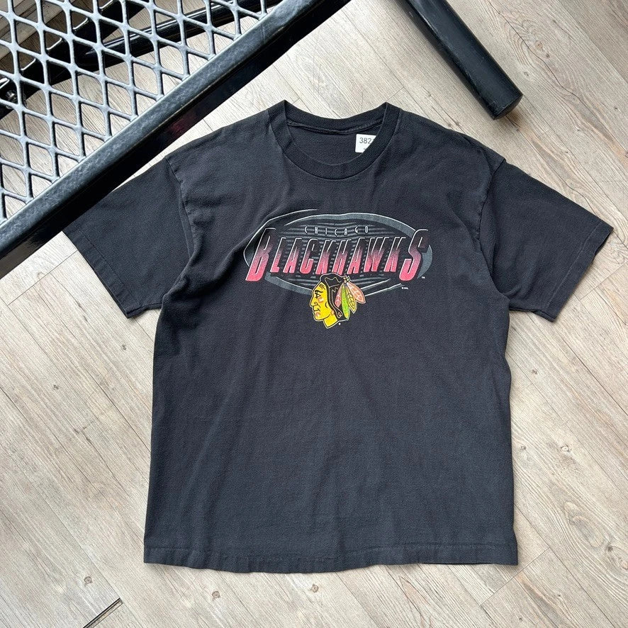 VINTAGE 90s | Chicago Blackhawks NHL Hockey Logo T-Shirt sz XL