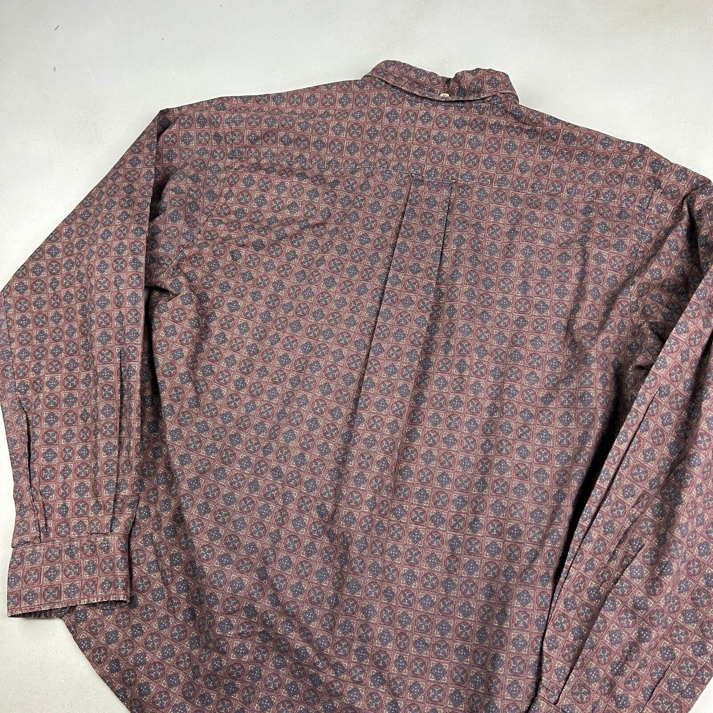 VINTAGE 70s Bonds Twin Mate Cotton Pattern Button Up Shirt sz Small Adult
