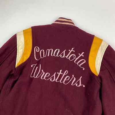 VINTAGE 1969 Wrestlers Varsity Jacket Tri Valley League Champs sz Small Men