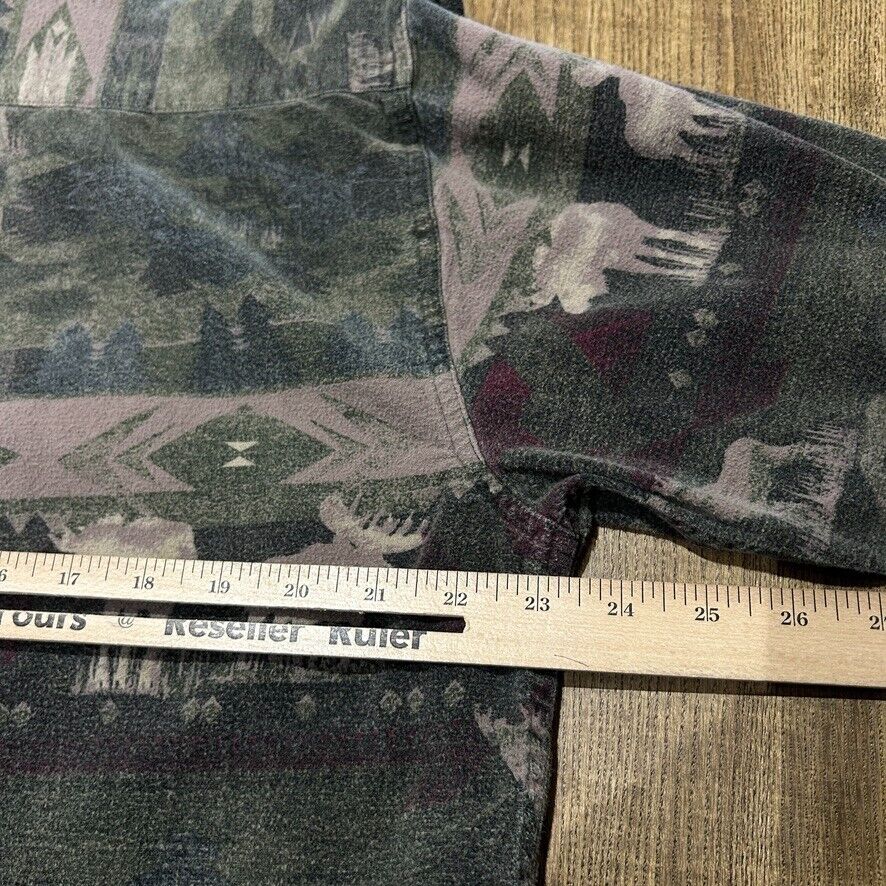 VINTAGE | Woods & Water Aztec Nature Cloth Flannel Button Down Shirt sz L