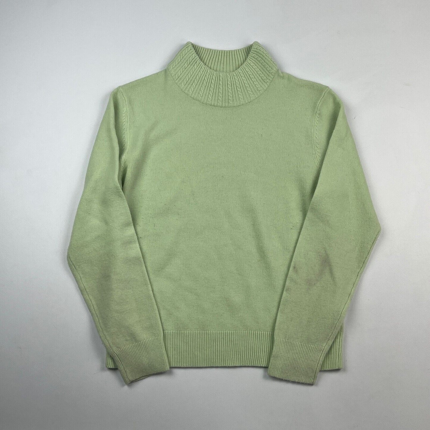 VINTAGE 90s Blank Green Turtle Neck Knit Sweater sz XS Womens