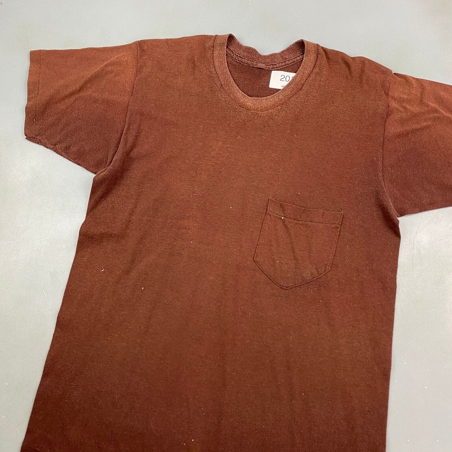 VINTAGE 90s Faded Brown Blank T-Shirt sz Small Men