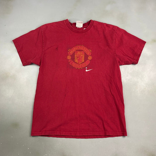 VINTAGE NIKE Manchester United Red T-Shirt sz Medium Adult
