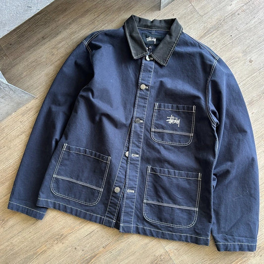 STUSSY | Navy Contrast Stitch Workwear Chore Jacket sz XL