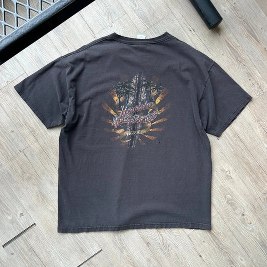 VINTAGE | Honolulu Harley Davidson Hawaii Faded Biker T-Shirt sz XXL