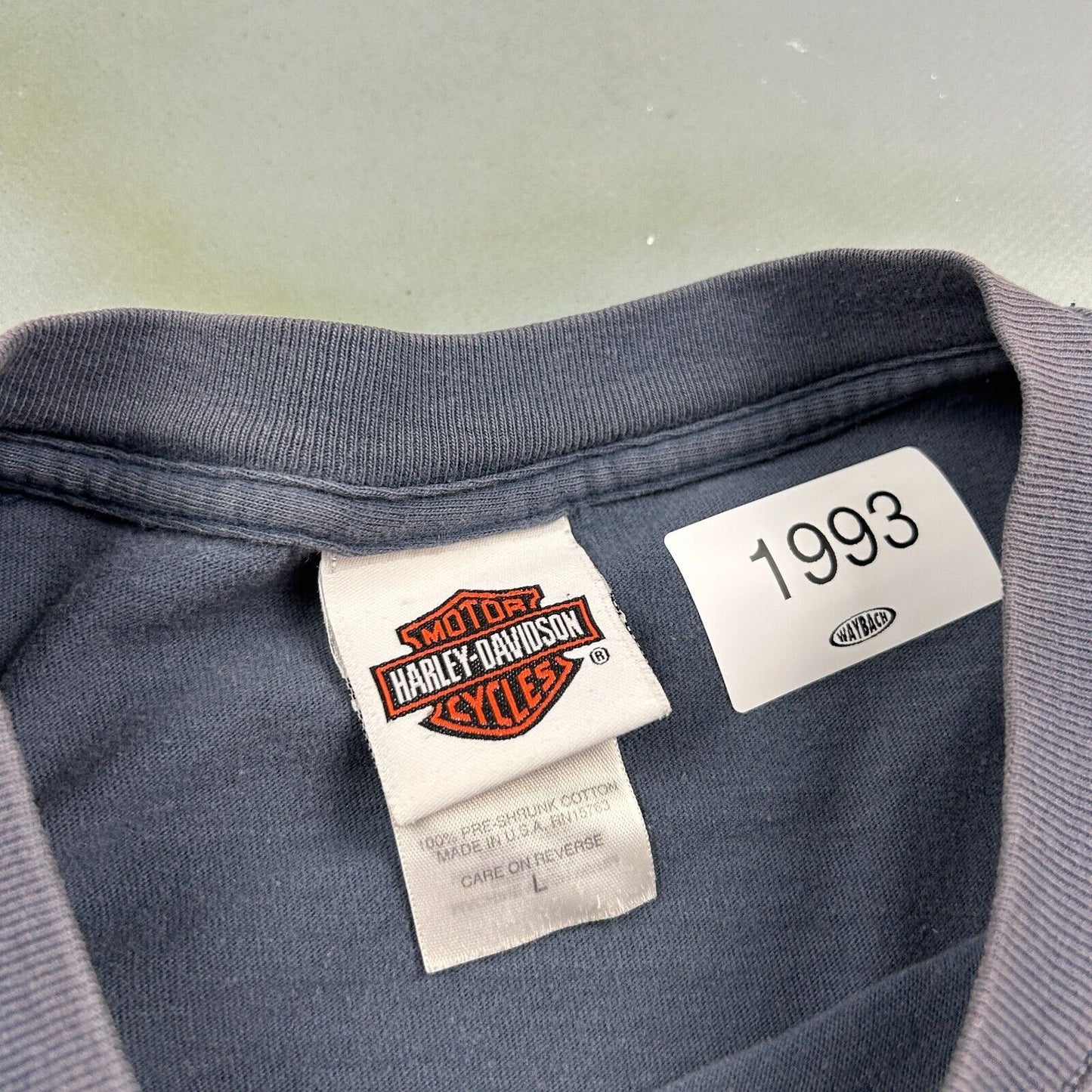 VINTAGE | Harley Davidson South East Faded Blue Biker T-Shirt sz L Adult