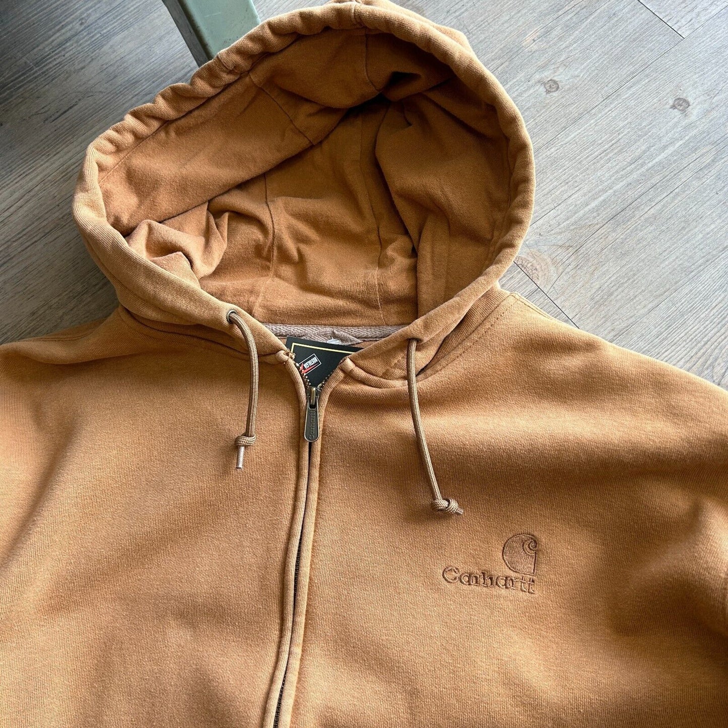 VINTAGE | Carhartt Embroidered Logo Brown Zip Up Hoodie Sweater sz XL Tall