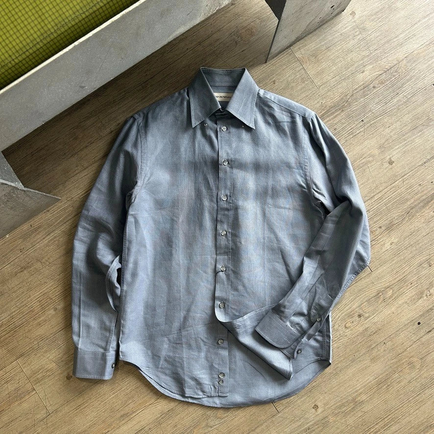 1990s Emporio ARMANI | Vintage Sharkskin Oxford Button Down Shirt sz M 38-15