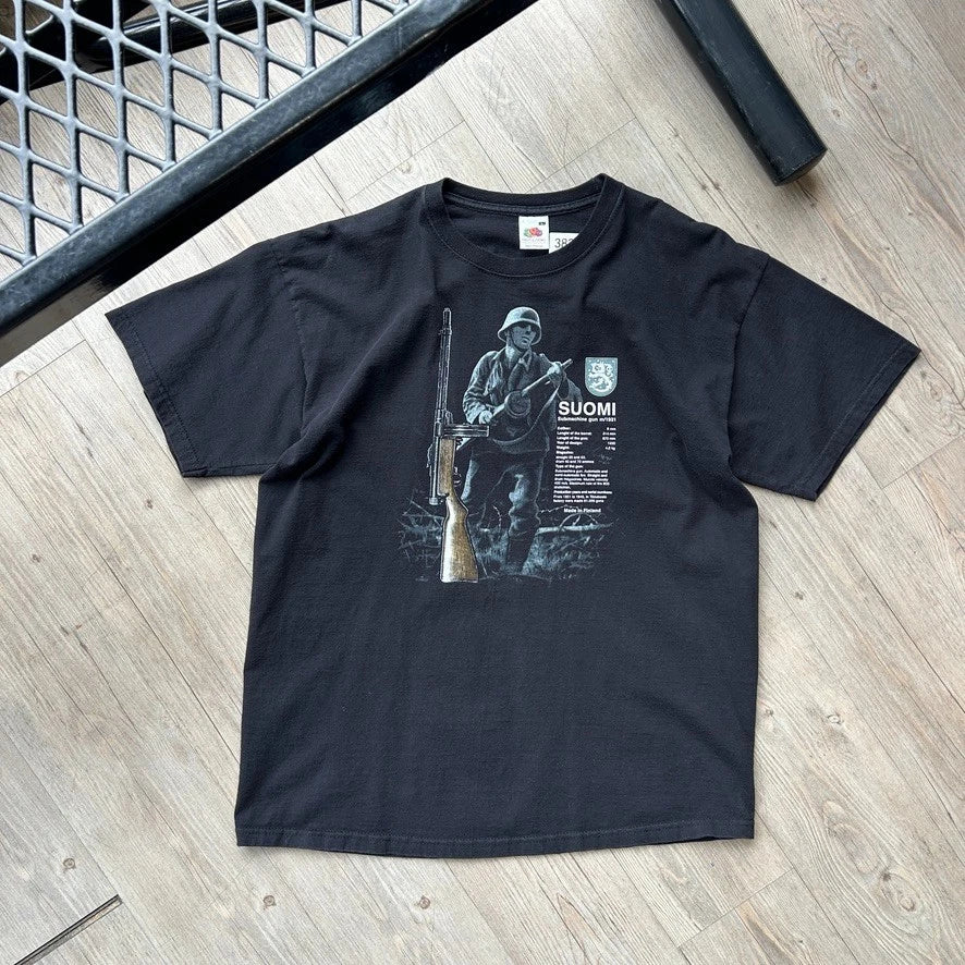 VINTAGE | Suomi Submachine Gun T-Shirt sz L