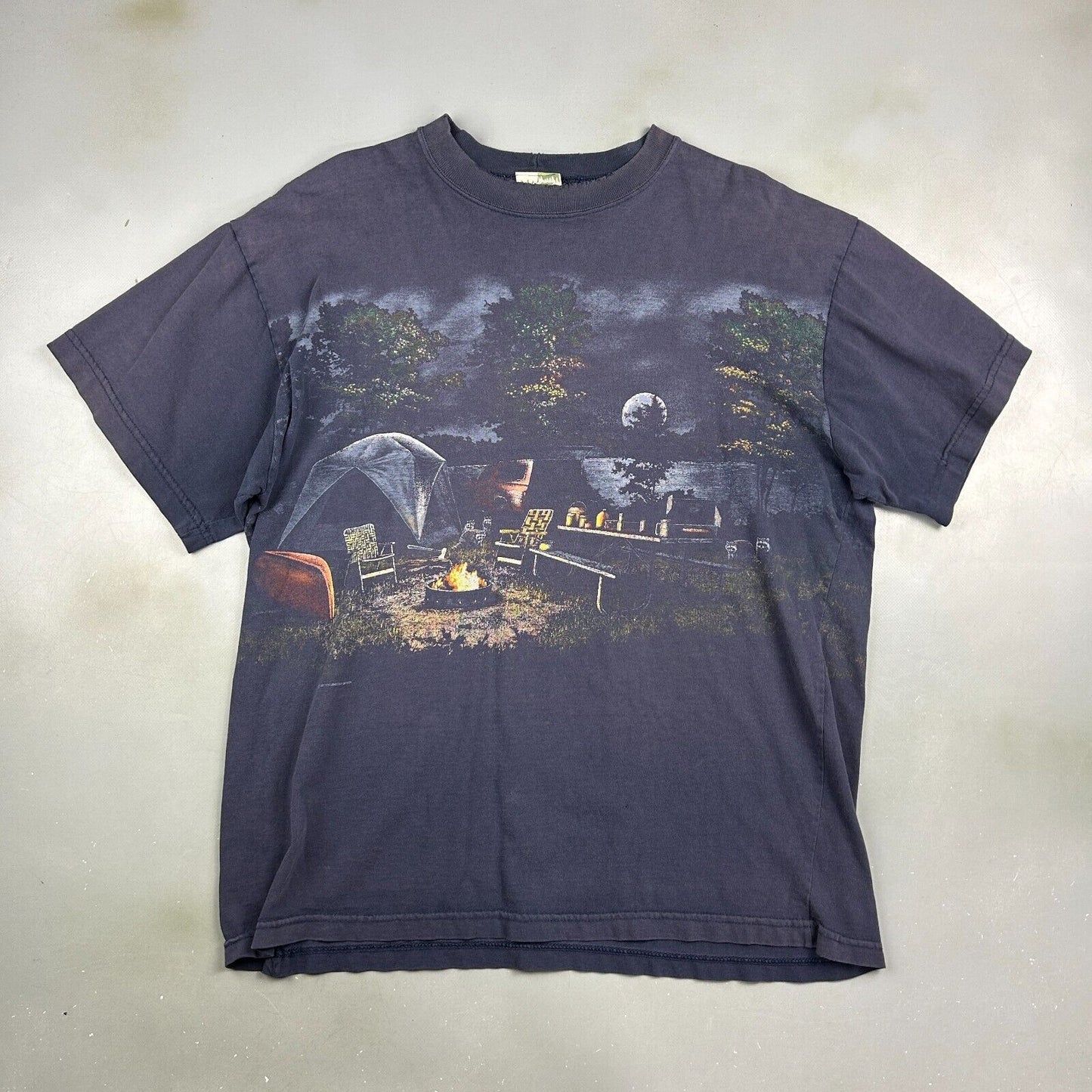 VINTAGE 90s | Camping Art Unlimited Nature Wrap Print T-Shirt sz XL Adult