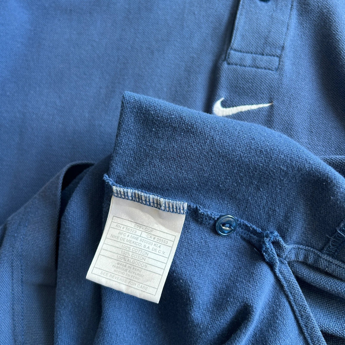 1990s | NIKE Mid Swoosh Blue Golf Polo Shirt sz L