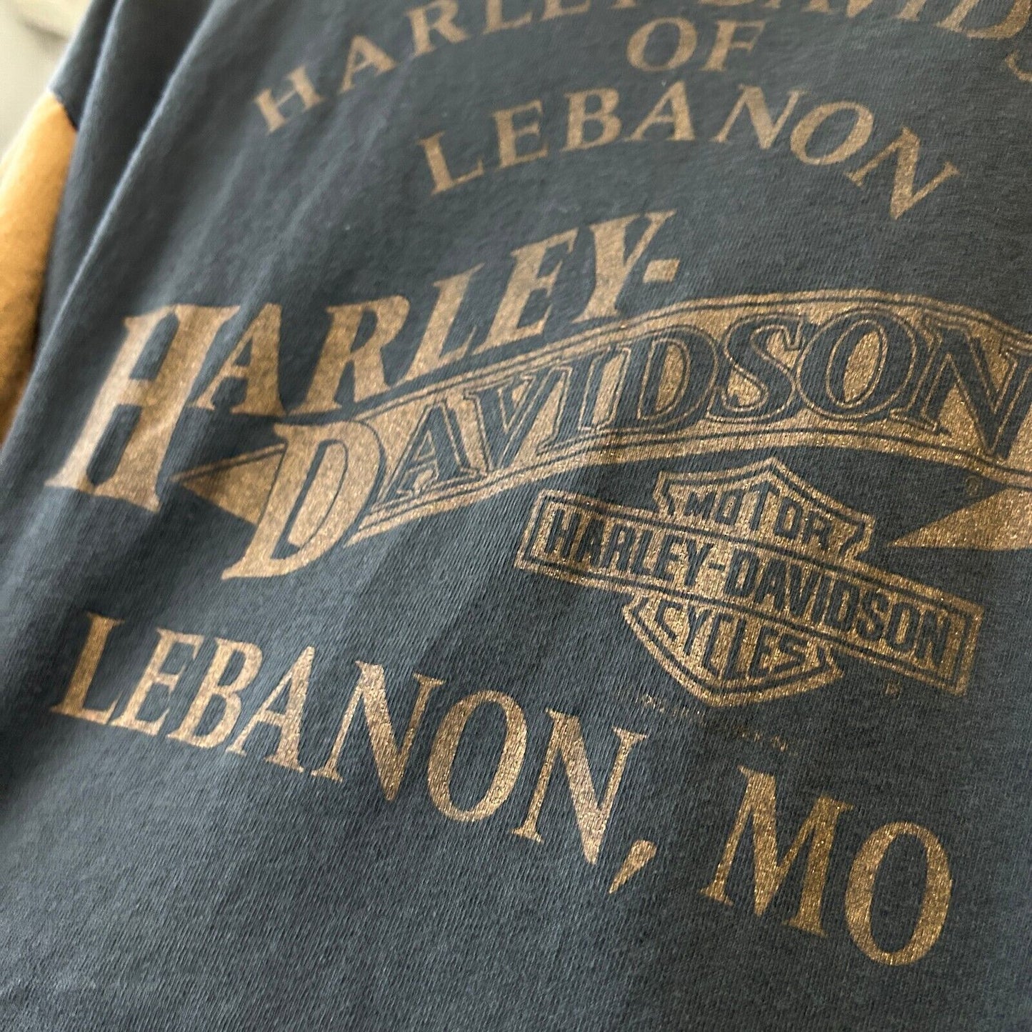 VINTAGE 90s | HARLEY DAVIDSON Two Tone Lebanon Biker T-Shirt sz M Adult