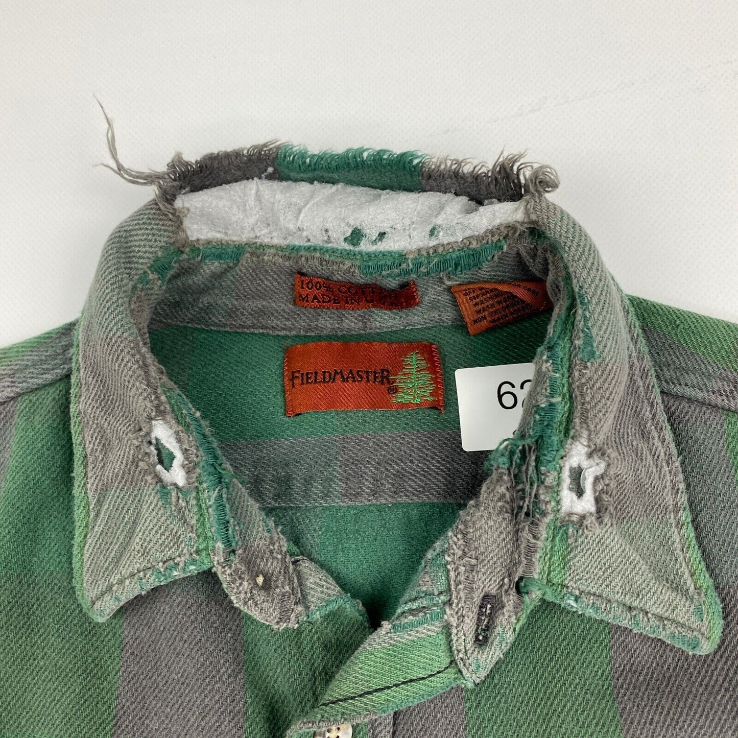 VINTAGE 90s Fieldmaster Faded Green Striped Thrashed Button Up Shirt sz XXL Men