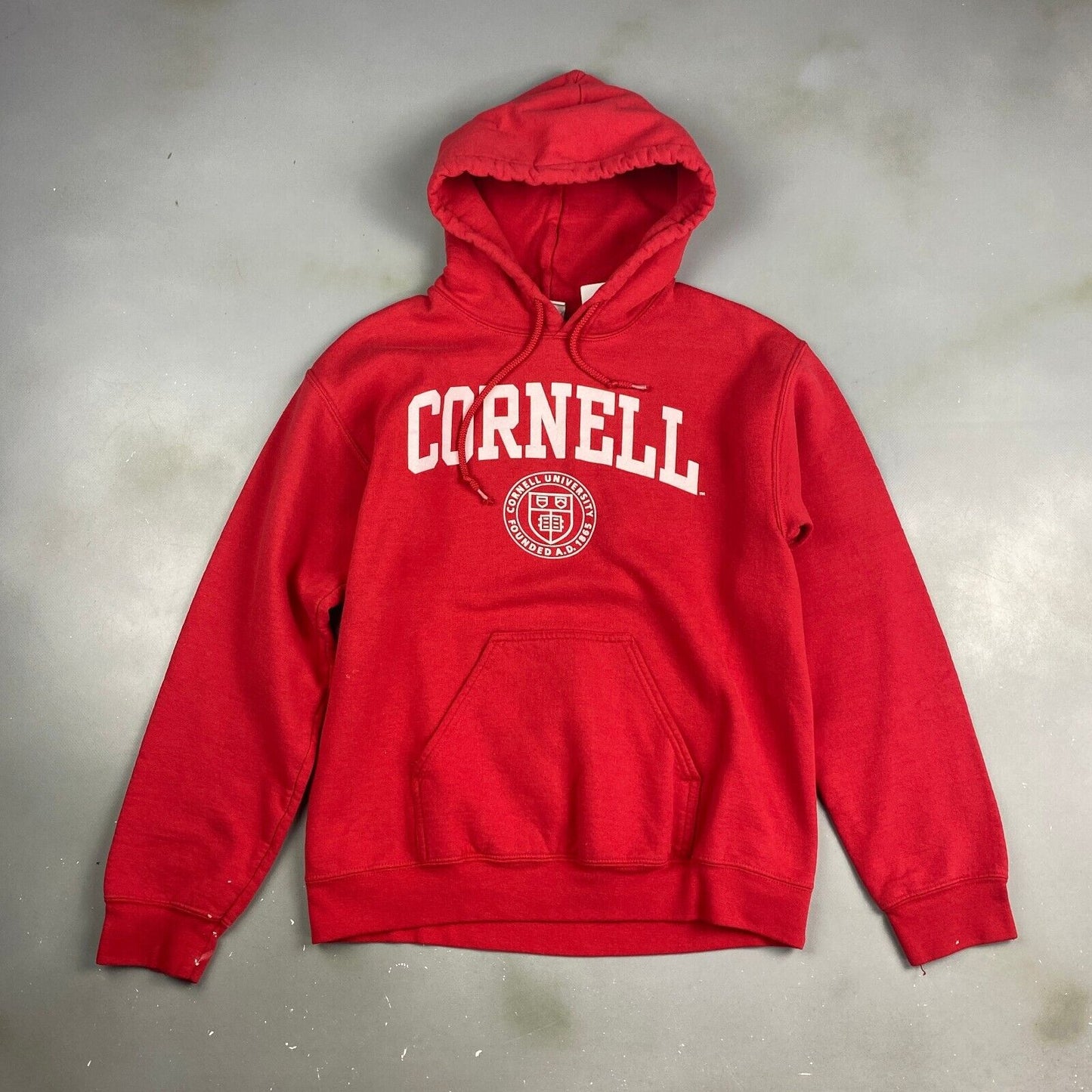VINTAGE Cornell University Crest Red Hoodie Sweater sz Small Mens