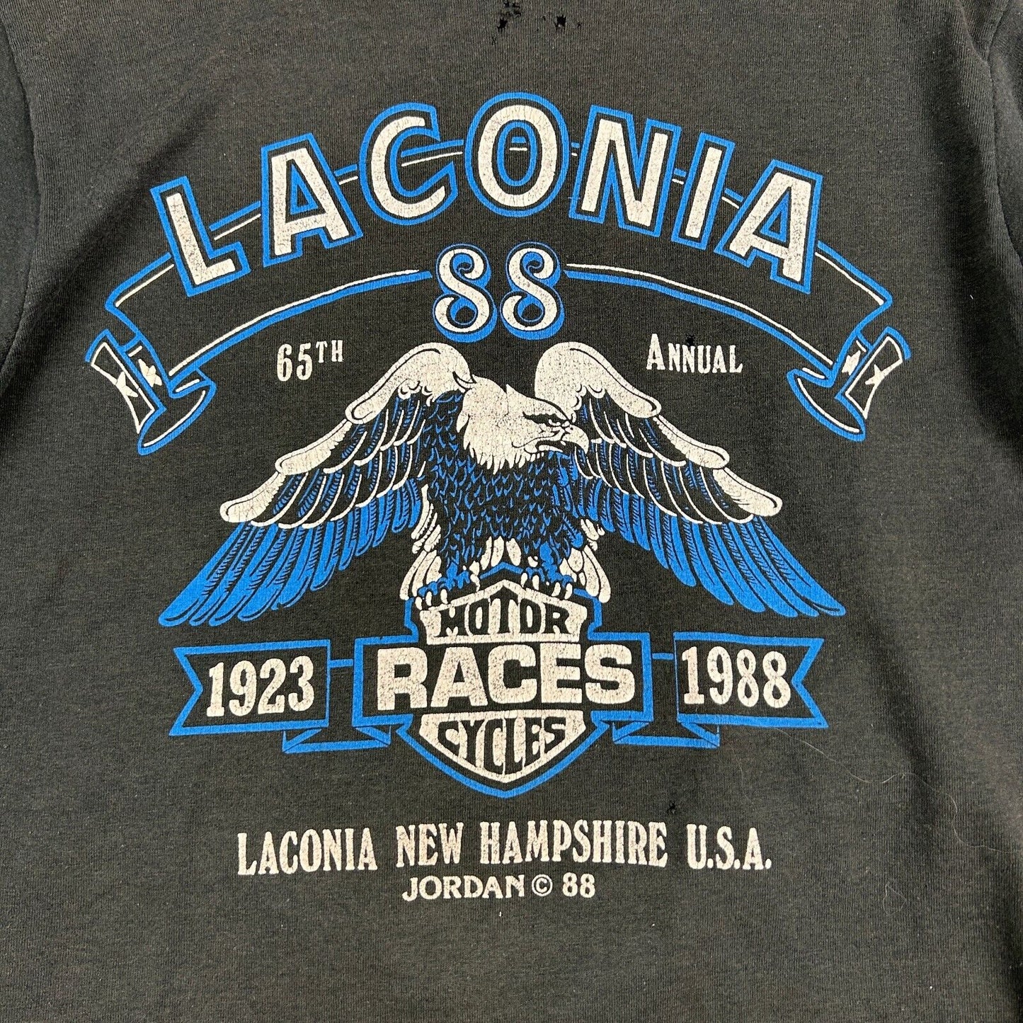 VINTAGE 1988 | Laconia Motor Cycle Races Biker Black T-Shirt sz S-M Adult